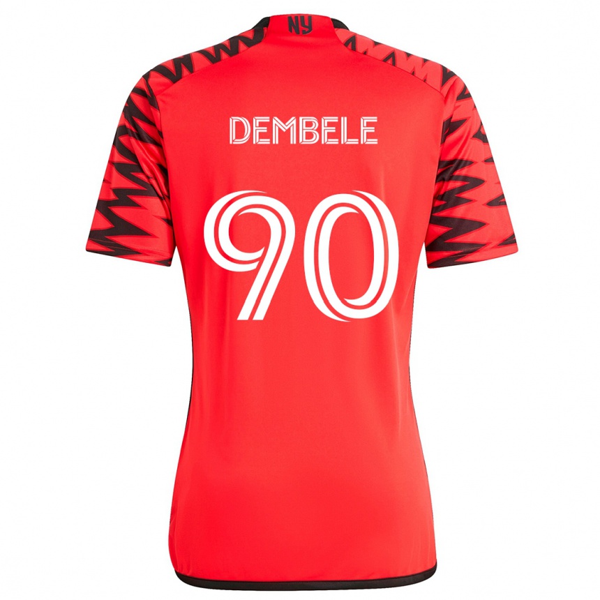 Kids Football Malick Dembele #90 Red Black White Away Jersey 2024/25 T-Shirt Canada