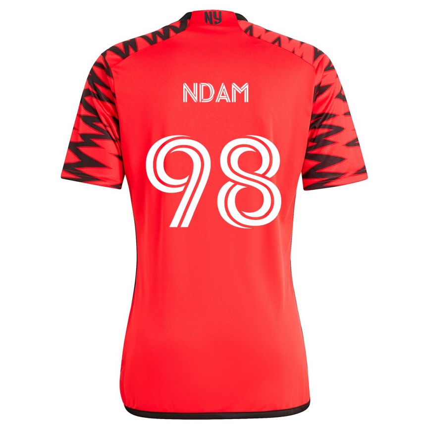 Kids Football Hassan Ndam #98 Red Black White Away Jersey 2024/25 T-Shirt Canada