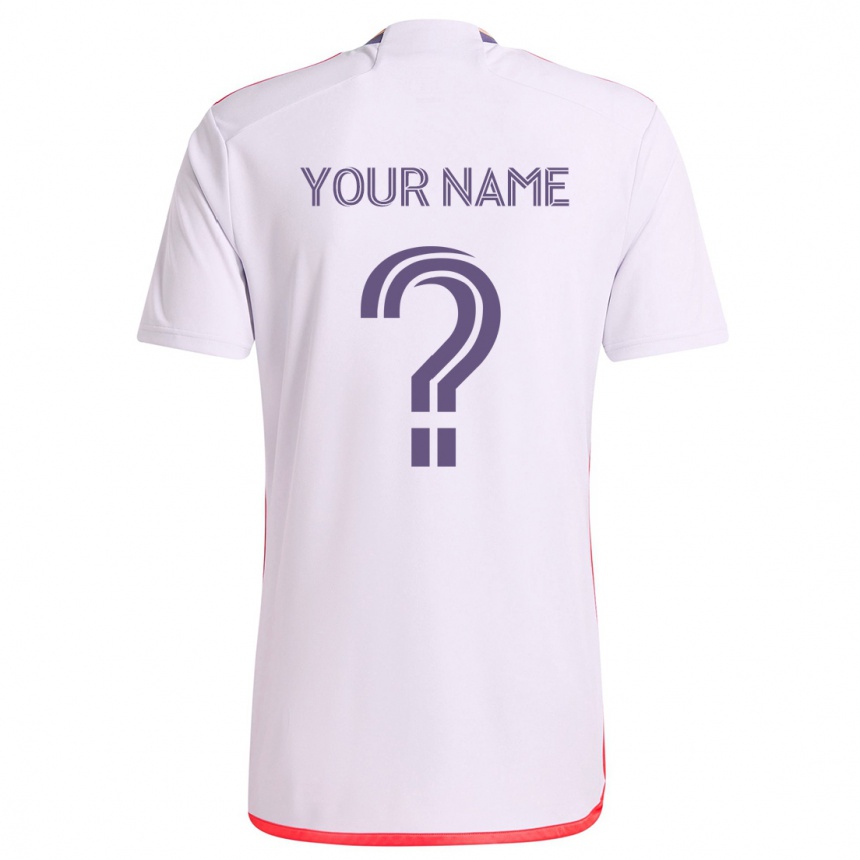 Enfant Football Maillot Votre Nom #0 Blanc Rouge Violet Tenues Extérieur 2024/25 Canada