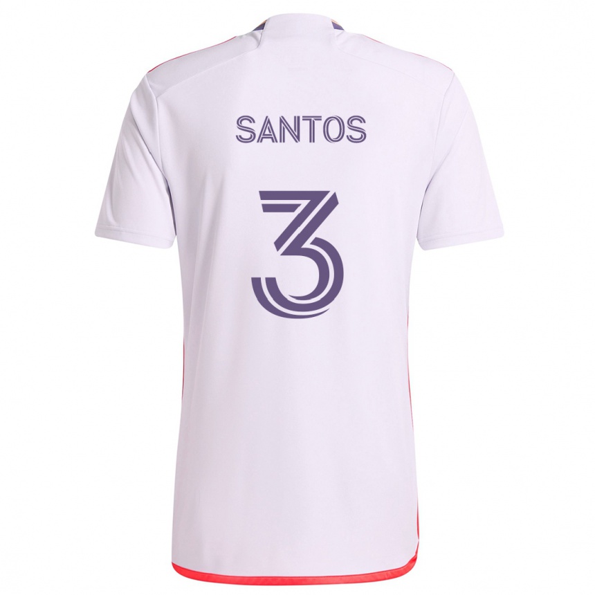 Kids Football Rafael Santos #3 White Red Purple Away Jersey 2024/25 T-Shirt Canada