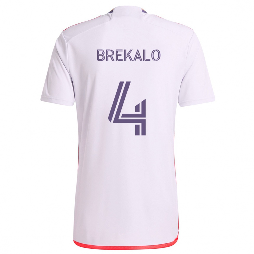 Enfant Football Maillot David Brekalo #4 Blanc Rouge Violet Tenues Extérieur 2024/25 Canada