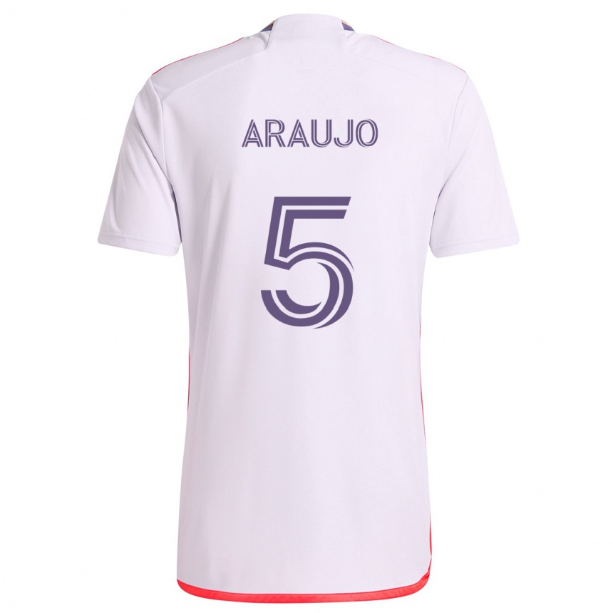 Kids Football César Araújo #5 White Red Purple Away Jersey 2024/25 T-Shirt Canada