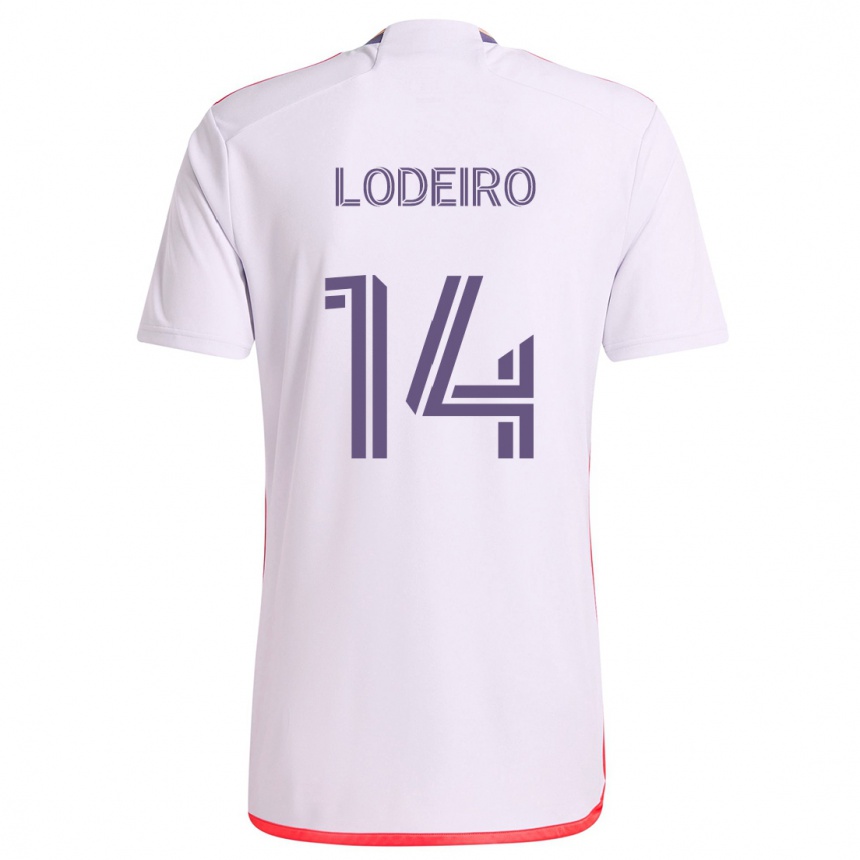 Kids Football Nicolás Lodeiro #14 White Red Purple Away Jersey 2024/25 T-Shirt Canada