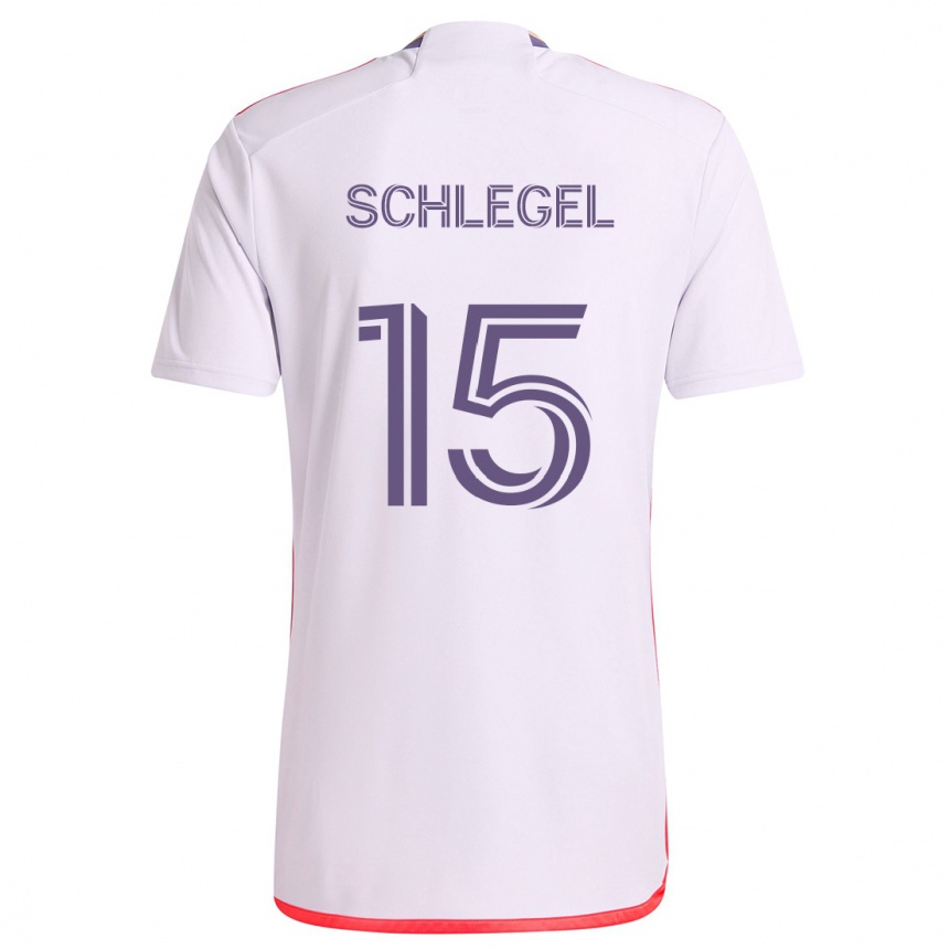 Kids Football Rodrigo Schlegel #15 White Red Purple Away Jersey 2024/25 T-Shirt Canada