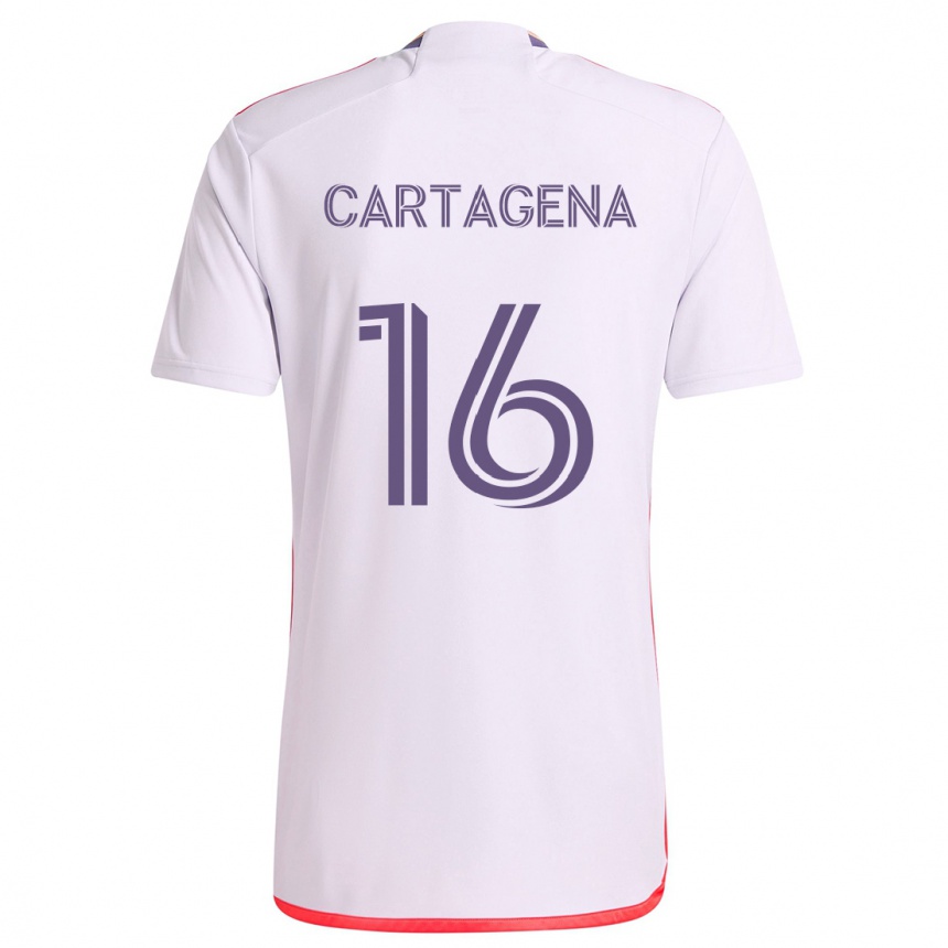 Kids Football Wilder Cartagena #16 White Red Purple Away Jersey 2024/25 T-Shirt Canada