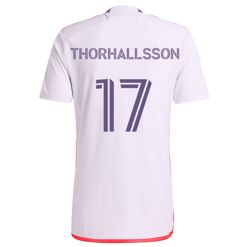 Enfant Football Maillot Dagur Dan Thórhallsson #17 Blanc Rouge Violet Tenues Extérieur 2024/25 Canada