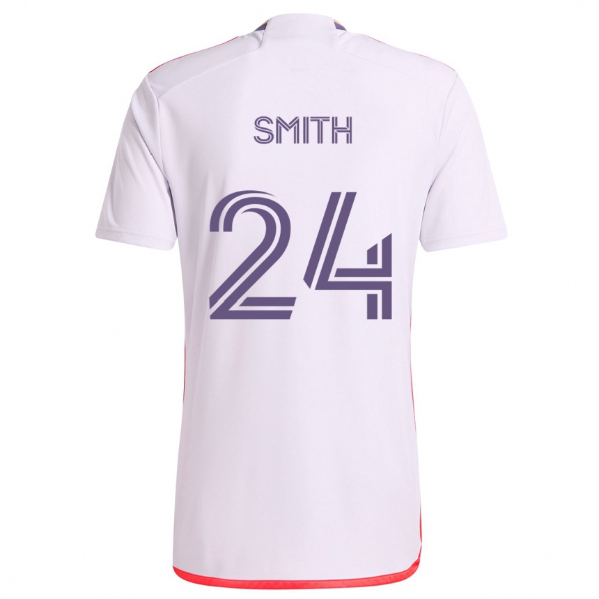 Kids Football Kyle Smith #24 White Red Purple Away Jersey 2024/25 T-Shirt Canada