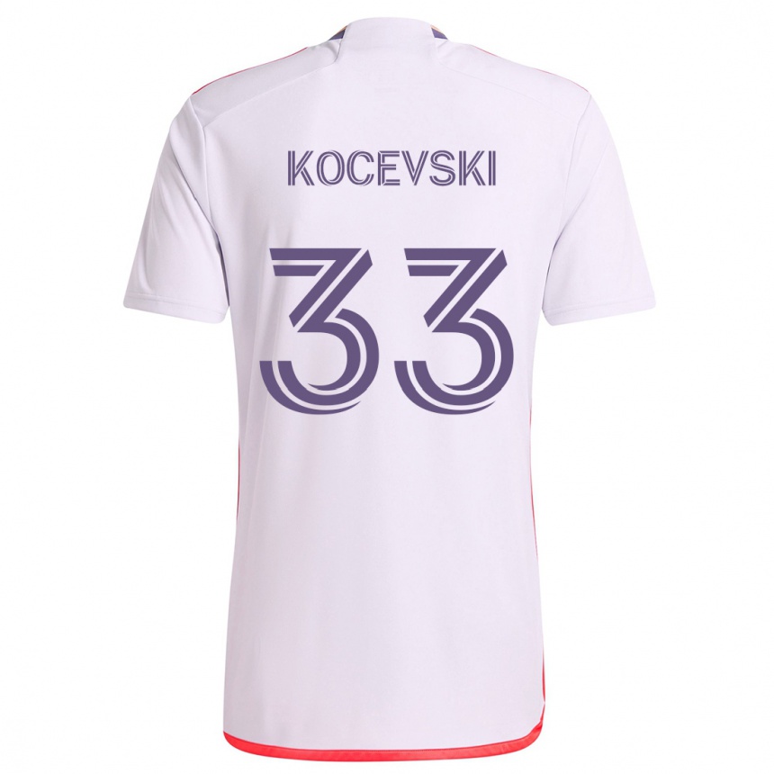 Kids Football Jeorgio Kocevski #33 White Red Purple Away Jersey 2024/25 T-Shirt Canada