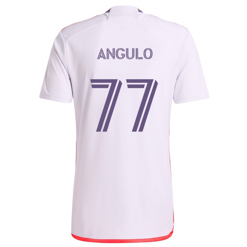 Kids Football Iván Angulo #77 White Red Purple Away Jersey 2024/25 T-Shirt Canada