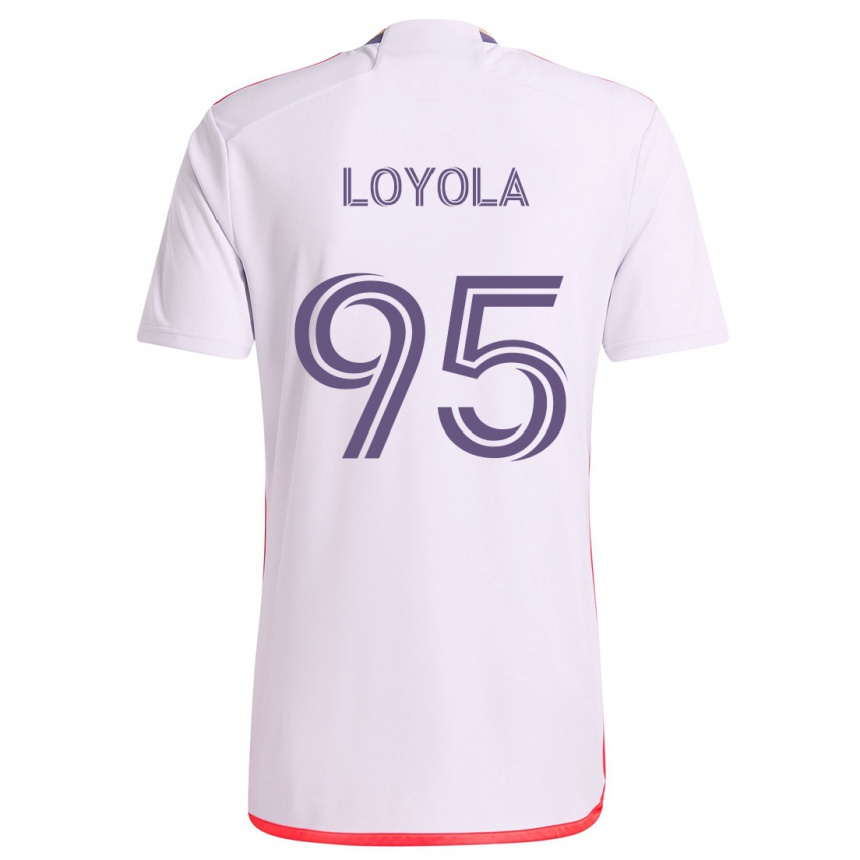 Kids Football Favian Loyola #95 White Red Purple Away Jersey 2024/25 T-Shirt Canada