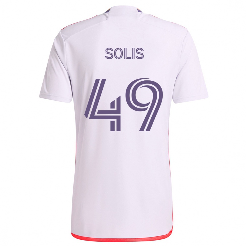 Enfant Football Maillot Jhon Solís #49 Blanc Rouge Violet Tenues Extérieur 2024/25 Canada