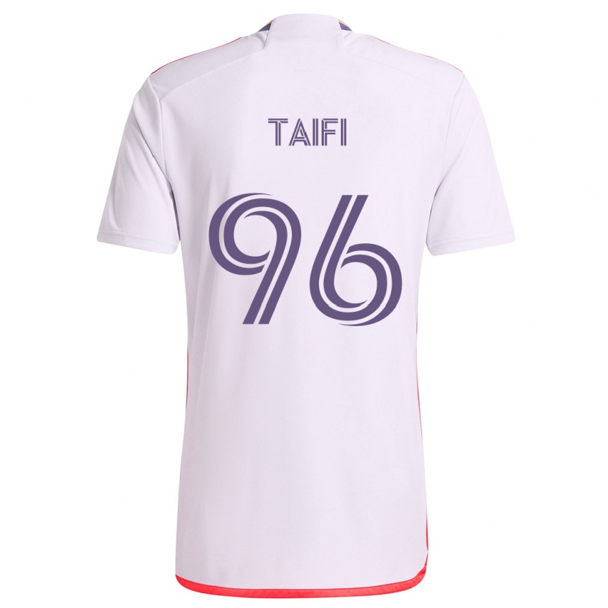 Enfant Football Maillot Zakaria Taifi #96 Blanc Rouge Violet Tenues Extérieur 2024/25 Canada