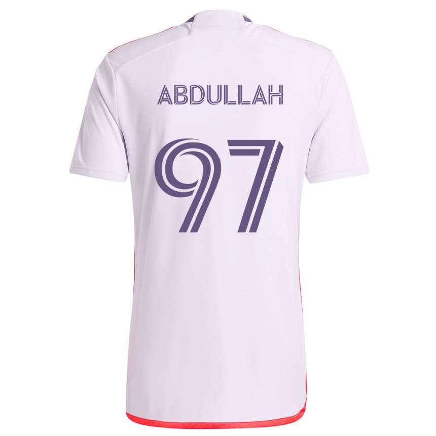 Kids Football Majed Abdullah #97 White Red Purple Away Jersey 2024/25 T-Shirt Canada