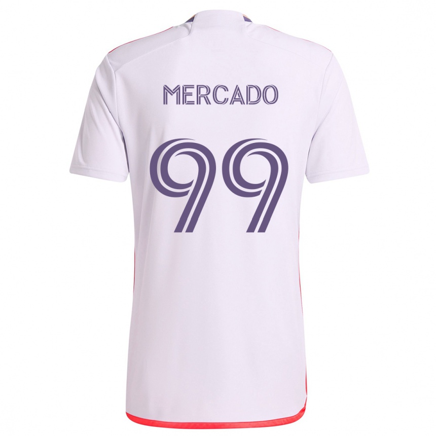 Kids Football Carlos Mercado #99 White Red Purple Away Jersey 2024/25 T-Shirt Canada