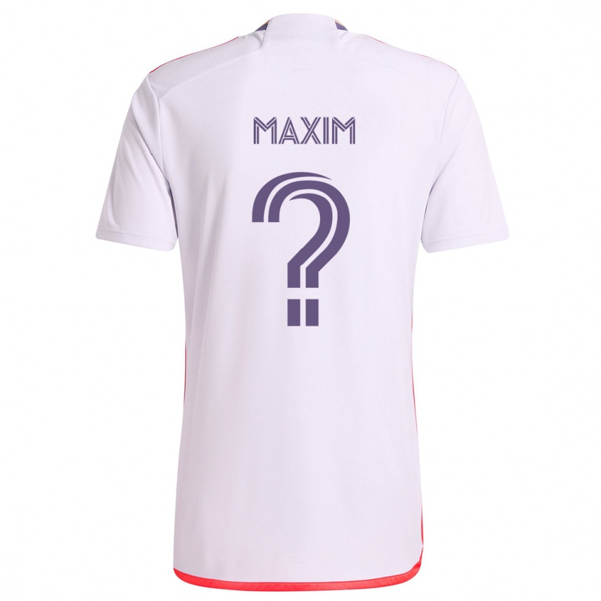 Kids Football Luca Maxim #0 White Red Purple Away Jersey 2024/25 T-Shirt Canada