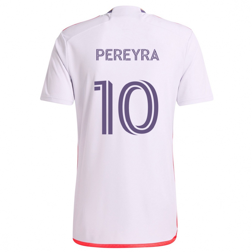 Kids Football Mauricio Pereyra #10 White Red Purple Away Jersey 2024/25 T-Shirt Canada