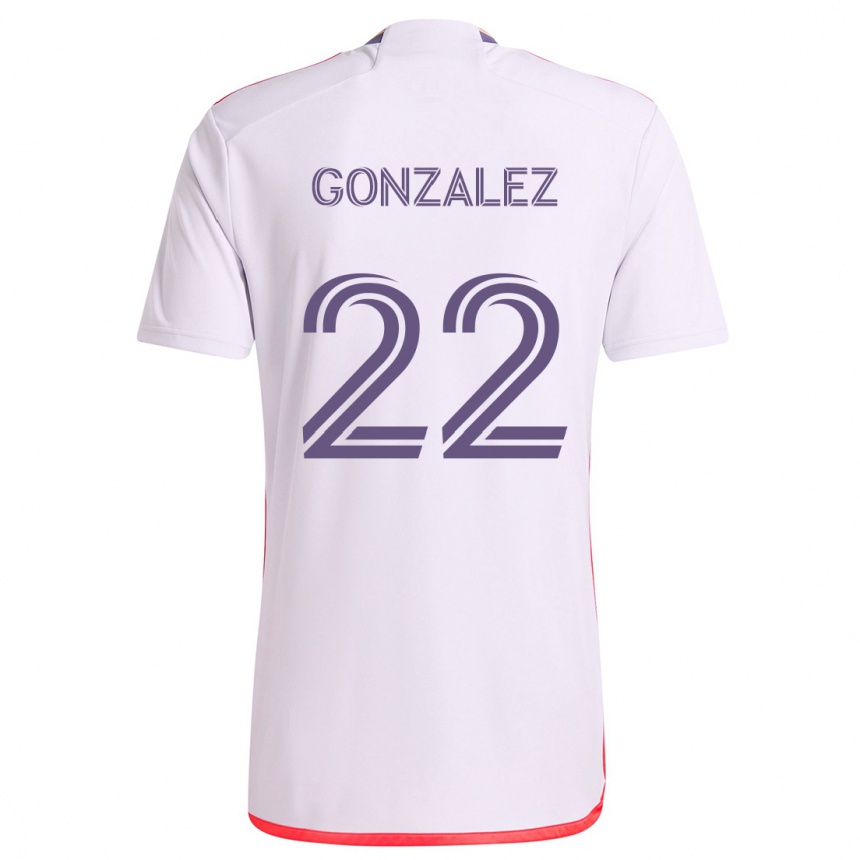 Kids Football Gastón González #22 White Red Purple Away Jersey 2024/25 T-Shirt Canada