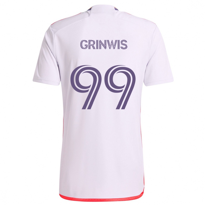 Kids Football Adam Grinwis #99 White Red Purple Away Jersey 2024/25 T-Shirt Canada