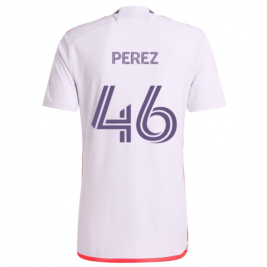 Kids Football Franco Pérez #46 White Red Purple Away Jersey 2024/25 T-Shirt Canada