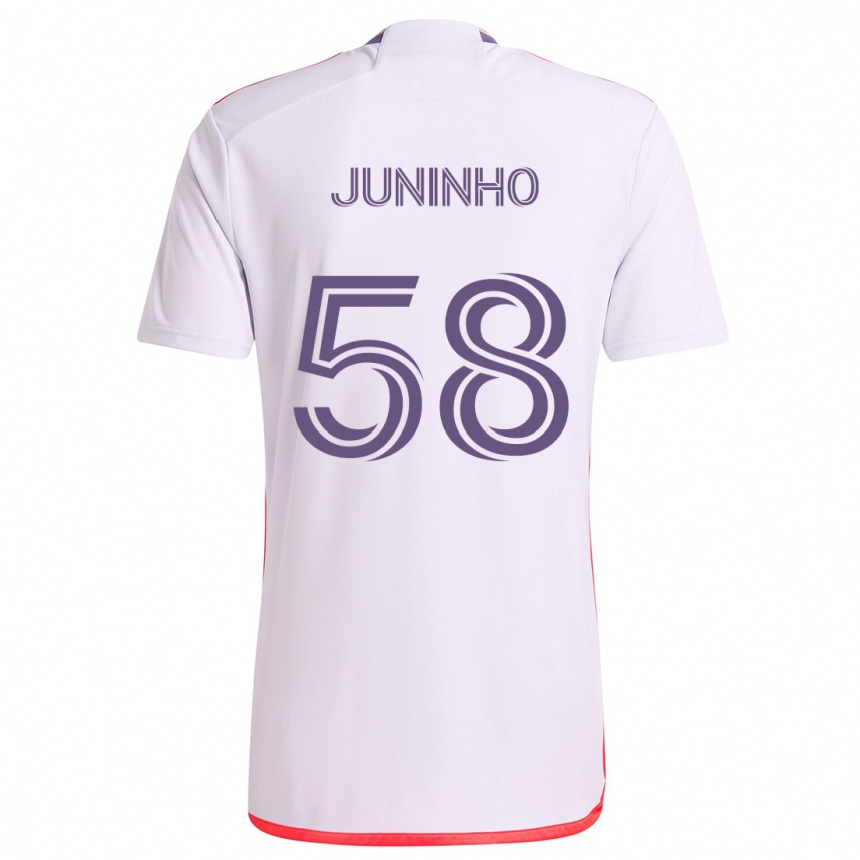 Kids Football Juninho #58 White Red Purple Away Jersey 2024/25 T-Shirt Canada