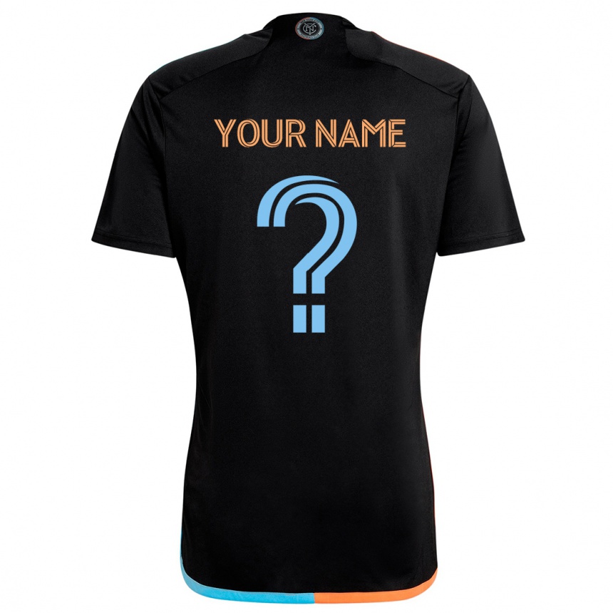 Kids Football Your Name #0 Black Orange Blue Away Jersey 2024/25 T-Shirt Canada