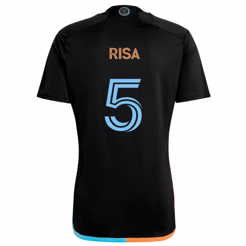 Kids Football Birk Risa #5 Black Orange Blue Away Jersey 2024/25 T-Shirt Canada