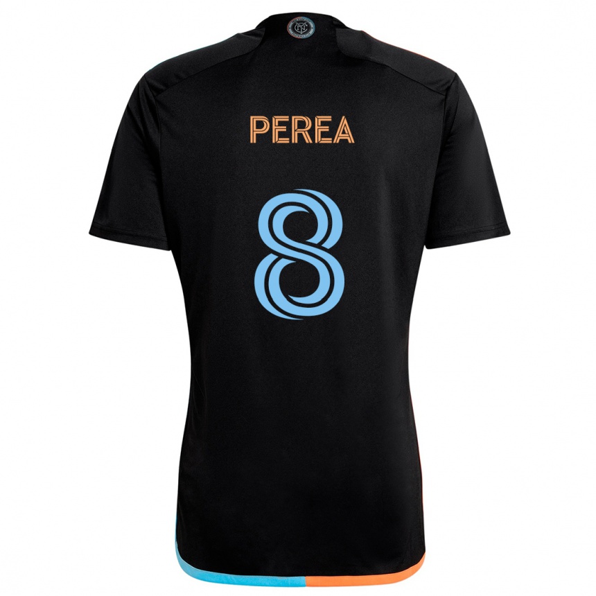 Kids Football Andrés Perea #8 Black Orange Blue Away Jersey 2024/25 T-Shirt Canada