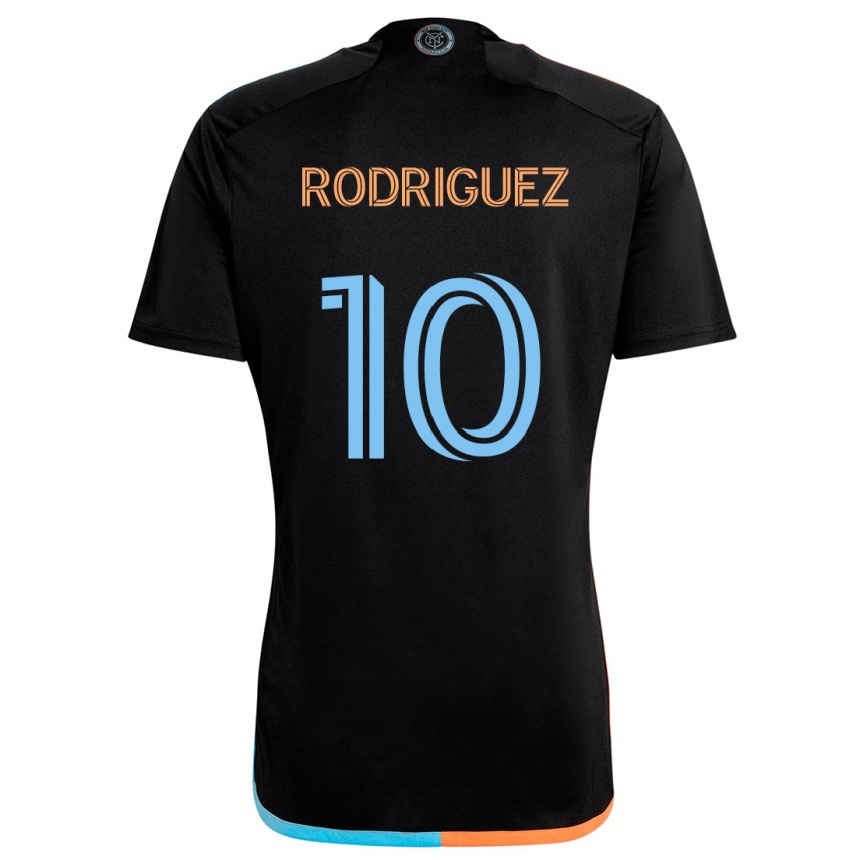 Kids Football Santiago Rodríguez #10 Black Orange Blue Away Jersey 2024/25 T-Shirt Canada