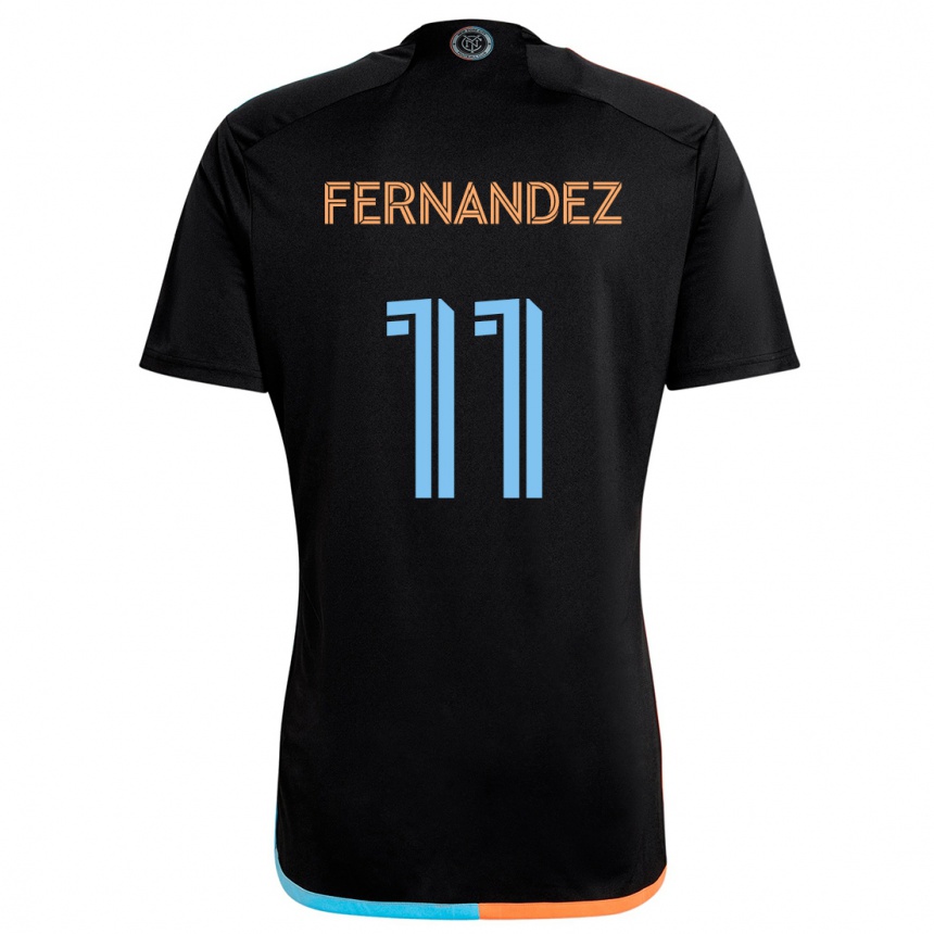 Kids Football Julián Fernández #11 Black Orange Blue Away Jersey 2024/25 T-Shirt Canada