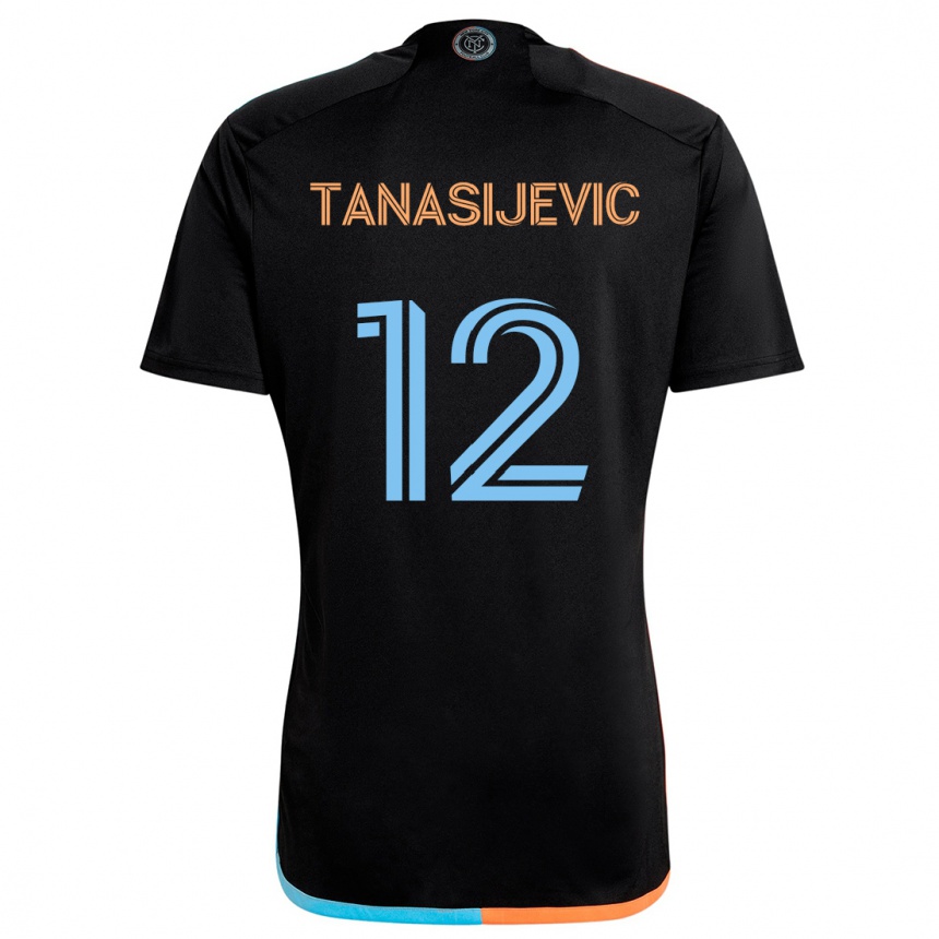 Enfant Football Maillot Strahinja Tanasijevic #12 Noir Orange Bleu Tenues Extérieur 2024/25 Canada