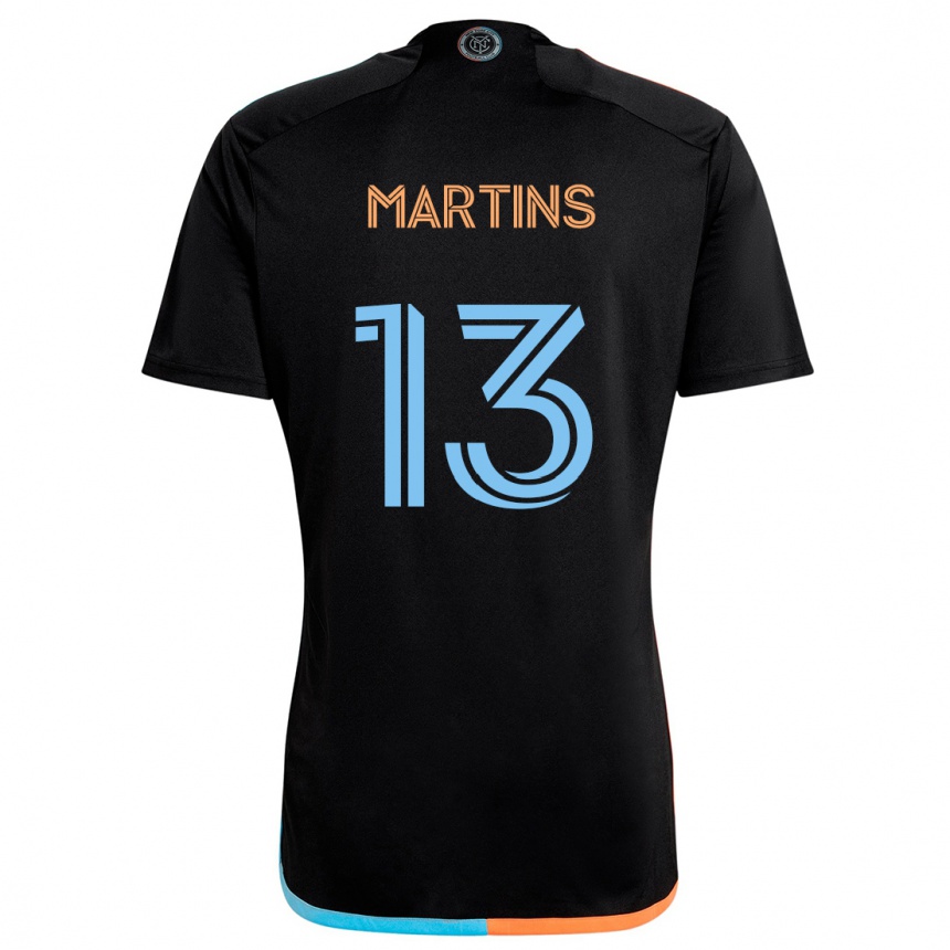 Kids Football Thiago Martins #13 Black Orange Blue Away Jersey 2024/25 T-Shirt Canada