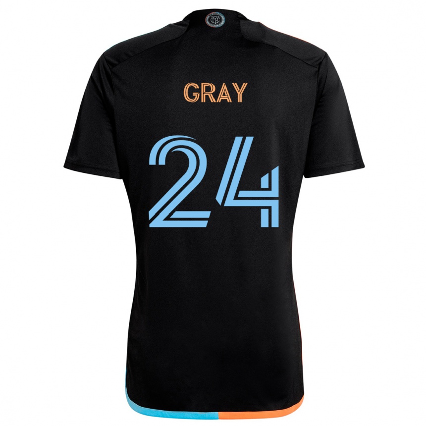 Enfant Football Maillot Tayvon Gray #24 Noir Orange Bleu Tenues Extérieur 2024/25 Canada