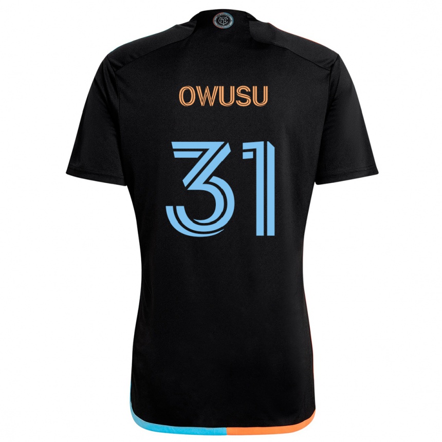 Kids Football Samuel Owusu #31 Black Orange Blue Away Jersey 2024/25 T-Shirt Canada