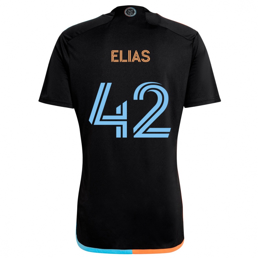 Kids Football Piero Elias #42 Black Orange Blue Away Jersey 2024/25 T-Shirt Canada