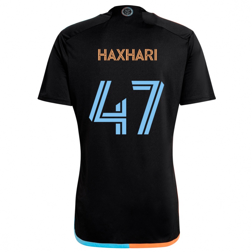 Kids Football Klevis Haxhari #47 Black Orange Blue Away Jersey 2024/25 T-Shirt Canada