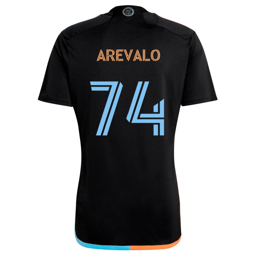 Kids Football Ronny Arévalo #74 Black Orange Blue Away Jersey 2024/25 T-Shirt Canada