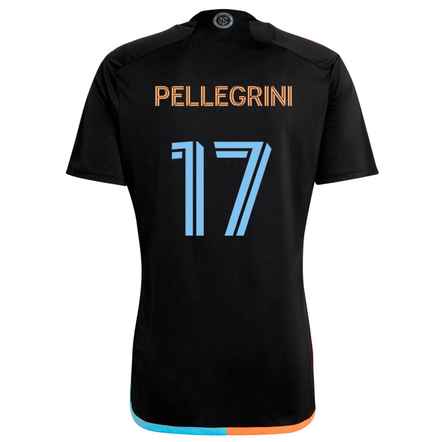 Kids Football Matías Pellegrini #17 Black Orange Blue Away Jersey 2024/25 T-Shirt Canada