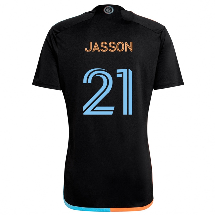 Kids Football Andres Jasson #21 Black Orange Blue Away Jersey 2024/25 T-Shirt Canada