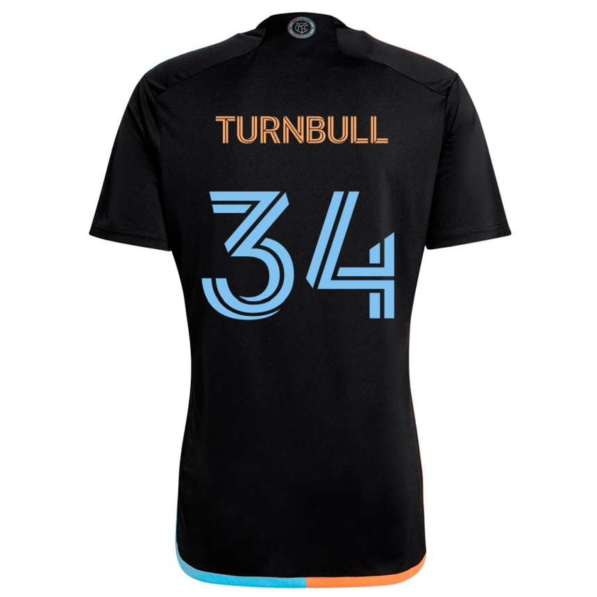 Kids Football Stephen Turnbull #34 Black Orange Blue Away Jersey 2024/25 T-Shirt Canada