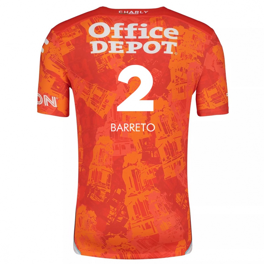 Kids Football Sergio Barreto #2 Orange White Away Jersey 2024/25 T-Shirt Canada