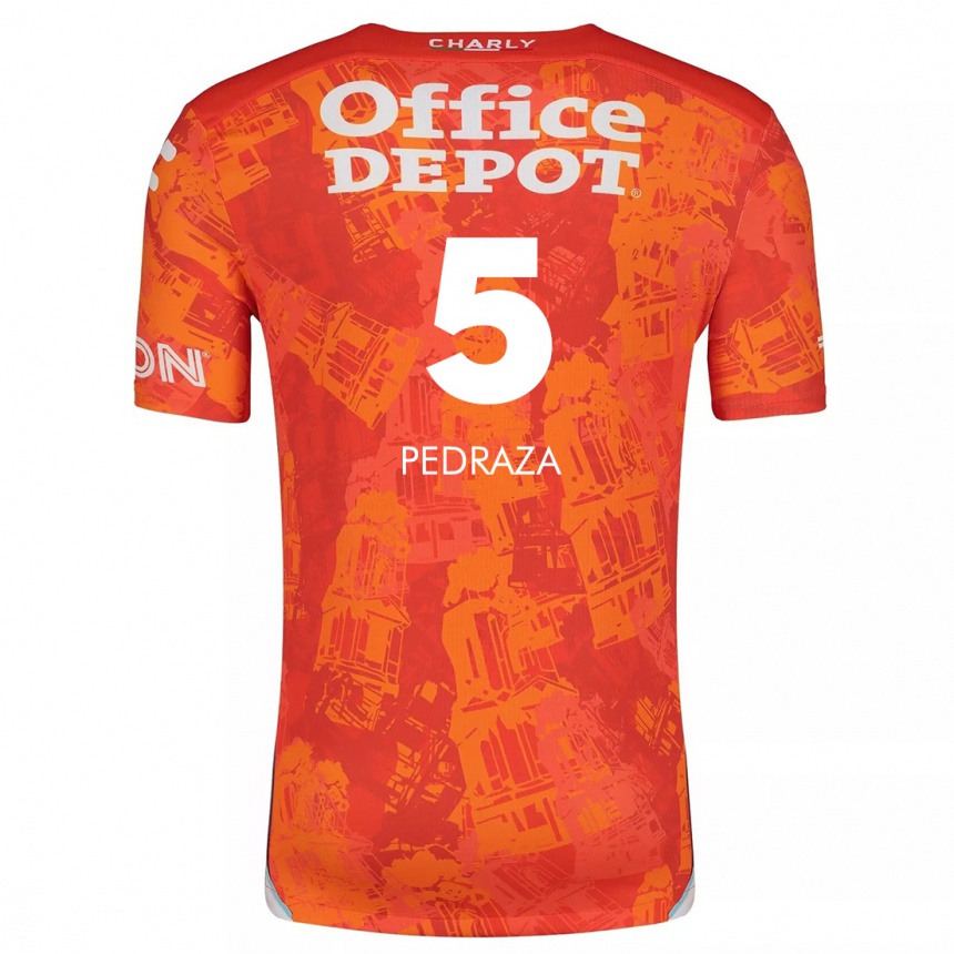 Kids Football Pedro Pedraza #5 Orange White Away Jersey 2024/25 T-Shirt Canada