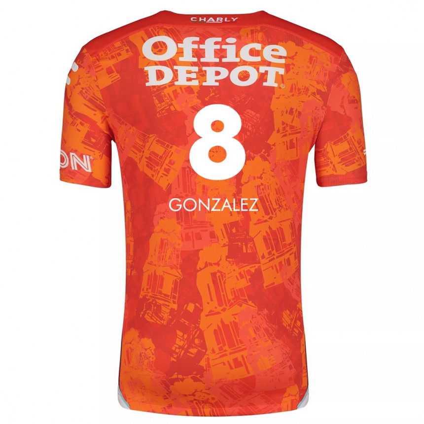 Kids Football Bryan González #8 Orange White Away Jersey 2024/25 T-Shirt Canada