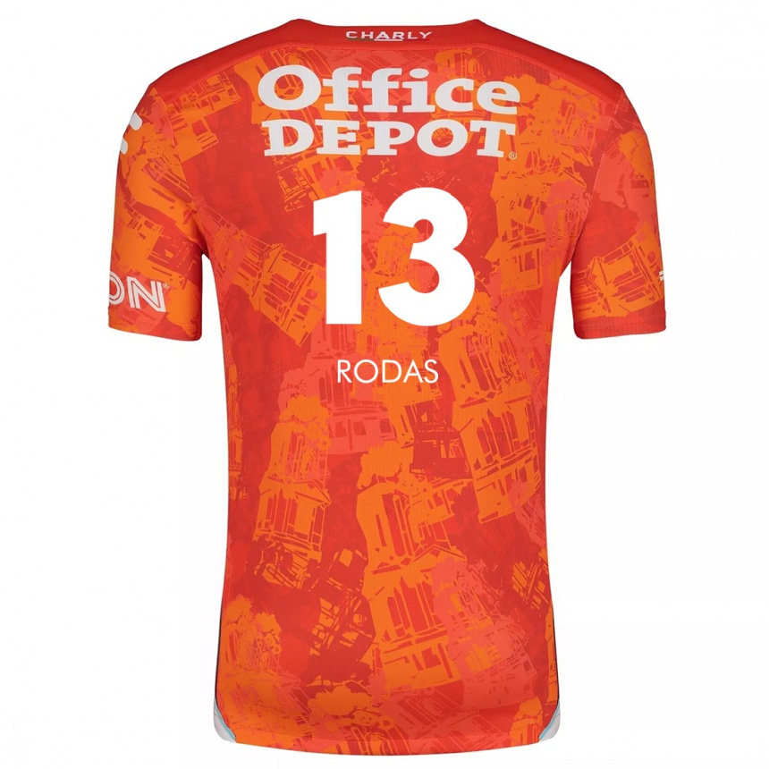 Kids Football Carlos Rodas #13 Orange White Away Jersey 2024/25 T-Shirt Canada