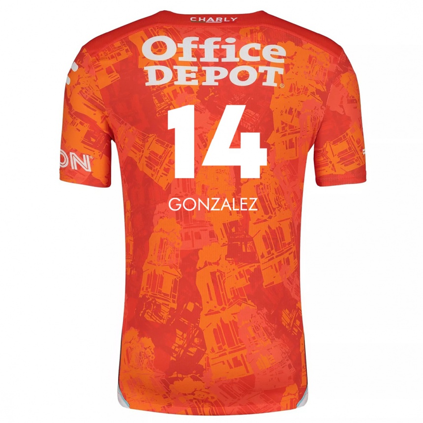 Kids Football Arturo González #14 Orange White Away Jersey 2024/25 T-Shirt Canada