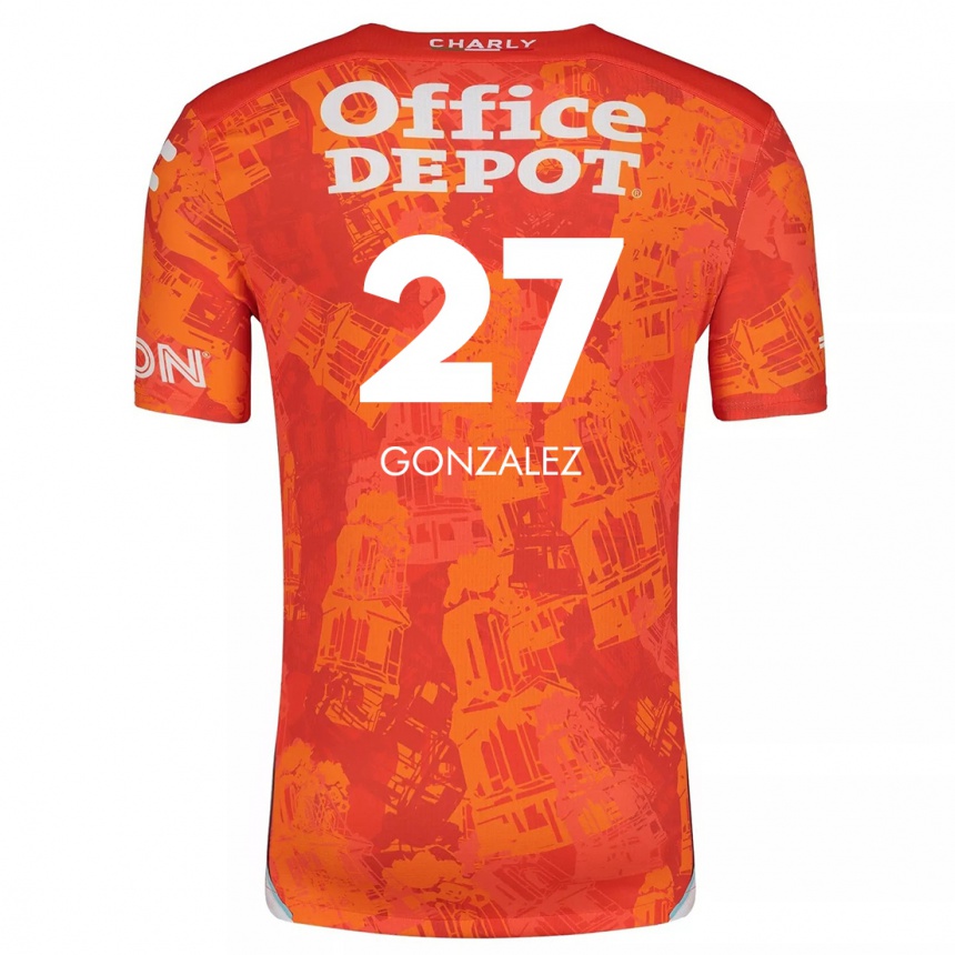 Kids Football Owen González #27 Orange White Away Jersey 2024/25 T-Shirt Canada