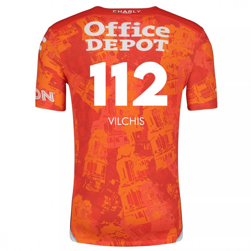 Kids Football Leonardo Vílchis #112 Orange White Away Jersey 2024/25 T-Shirt Canada