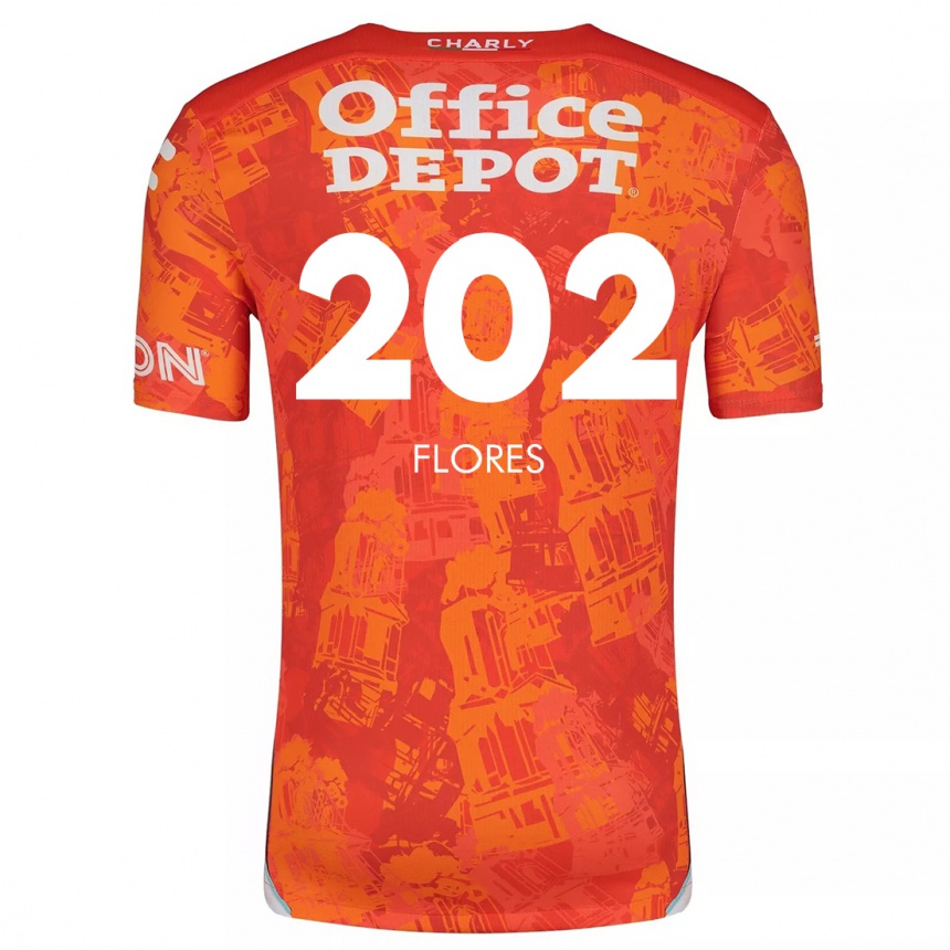 Kids Football Luis Flores #202 Orange White Away Jersey 2024/25 T-Shirt Canada