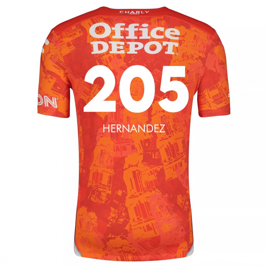 Kids Football Sergio Hernández #205 Orange White Away Jersey 2024/25 T-Shirt Canada