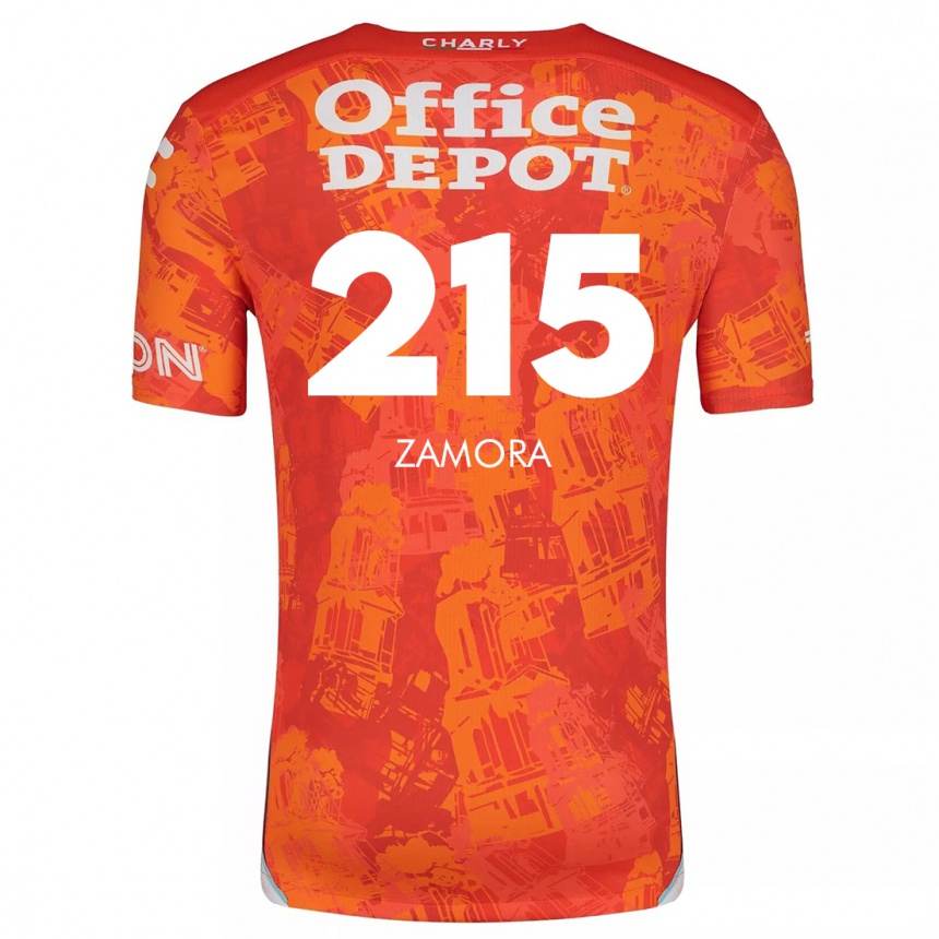 Kids Football Yahir Zamora #215 Orange White Away Jersey 2024/25 T-Shirt Canada