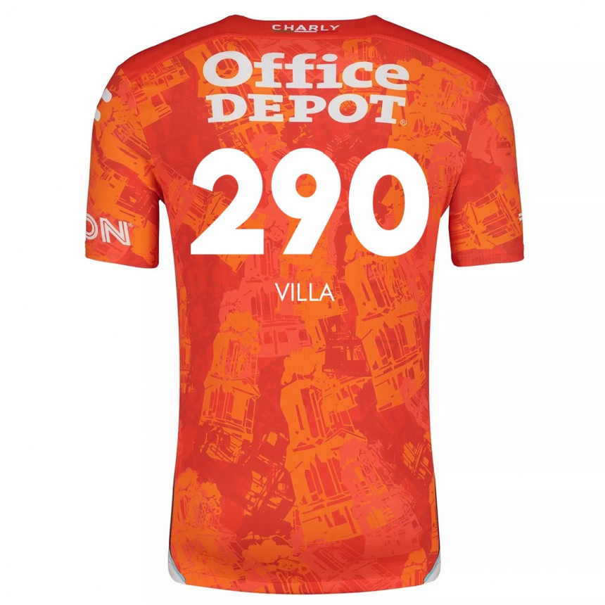 Kids Football Adrián Villa #290 Orange White Away Jersey 2024/25 T-Shirt Canada